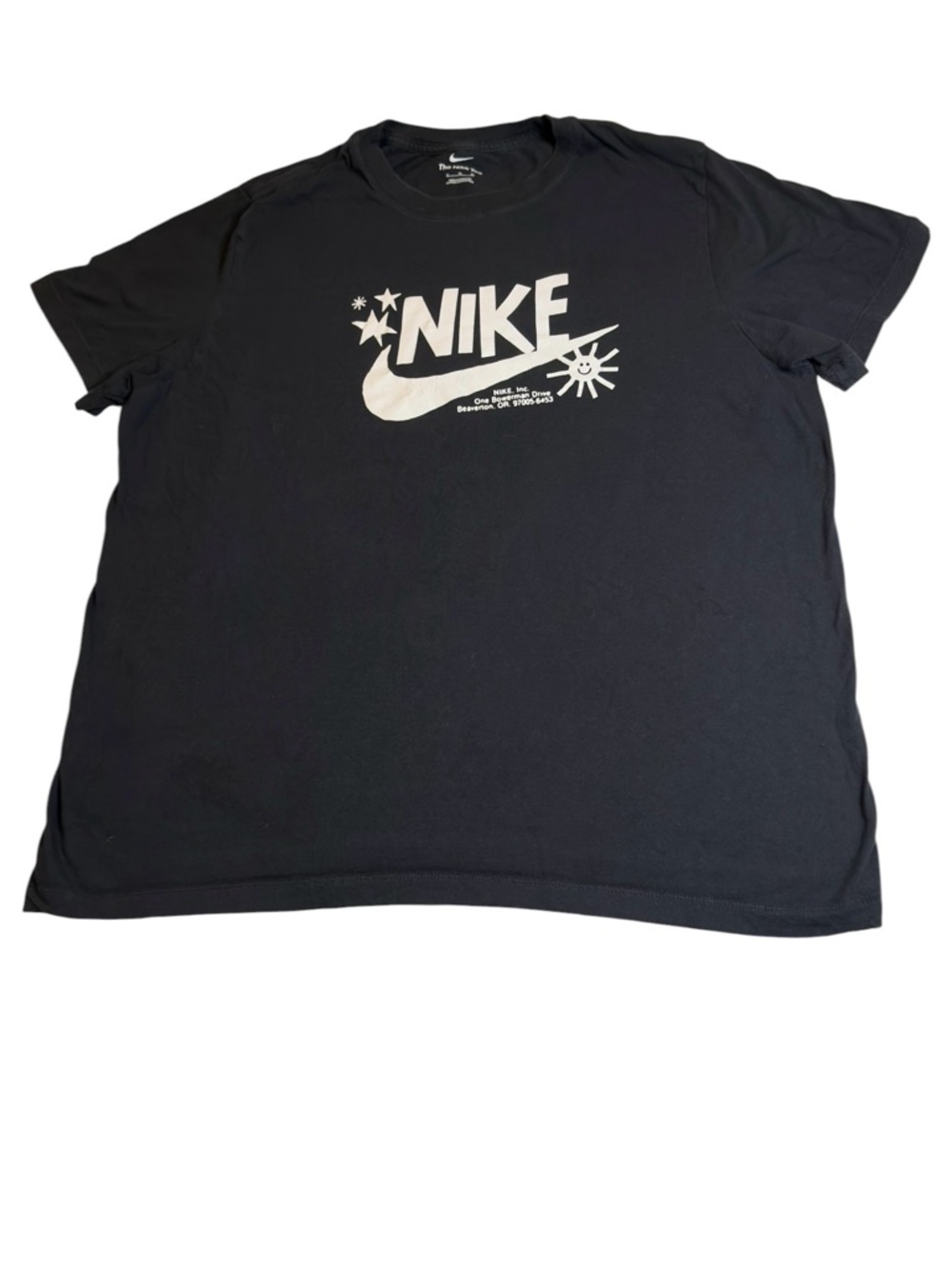 Nike Black T-Shirt with White Retro Swoosh Graphic (004)